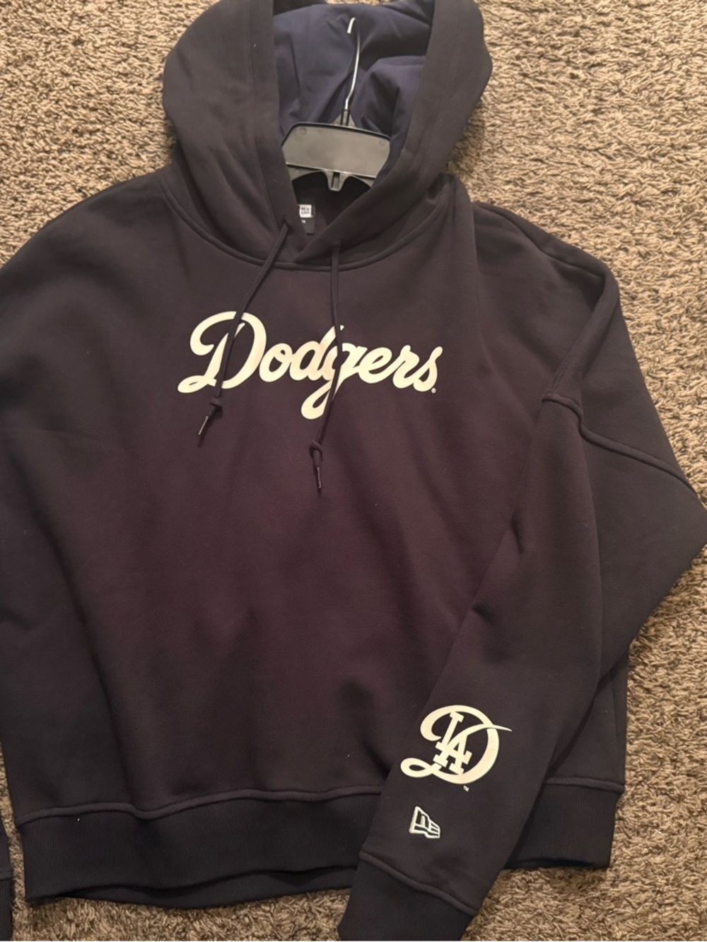 New Era Dodgers Navy Script Pullover Hoodie